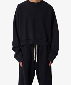 Cropped Crewneck - Washed Black